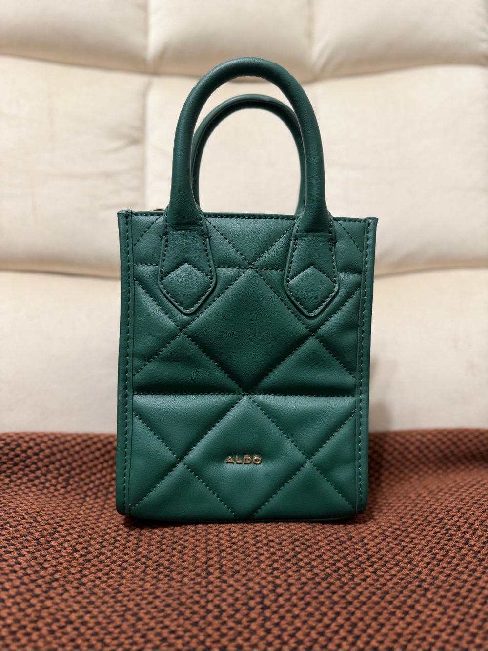 Aldo Quilted Mini Tote in Forest Green
